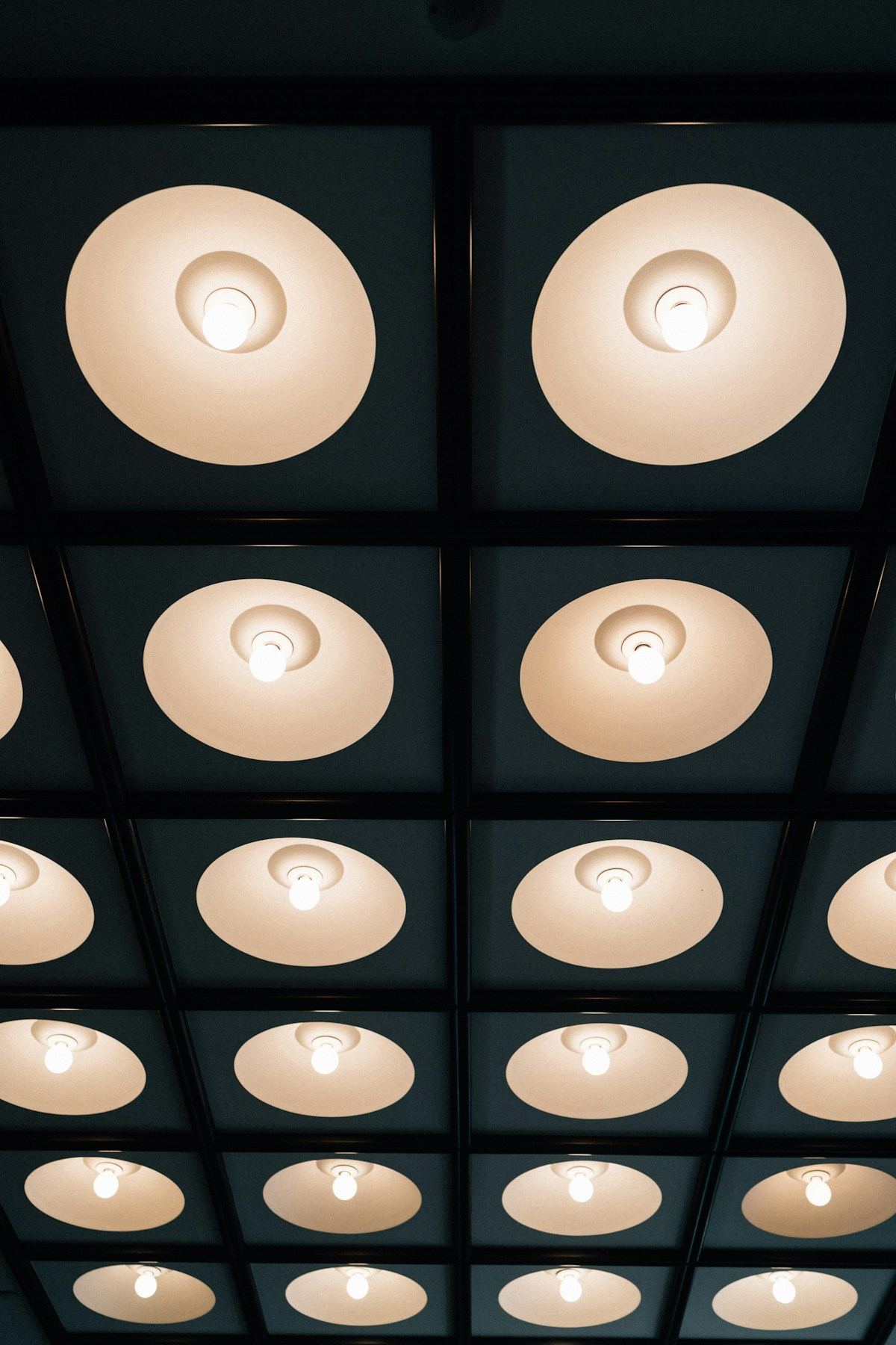 Modern recessed ceiling lights illuminating a room — the IC rating stamped on the housing determines whether insulation contact is safe